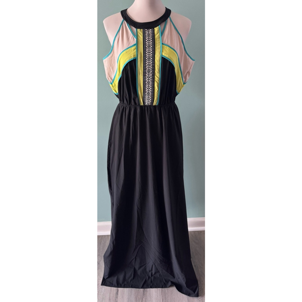 Women's Studio Y Maxi Dress Size L Black Yellow